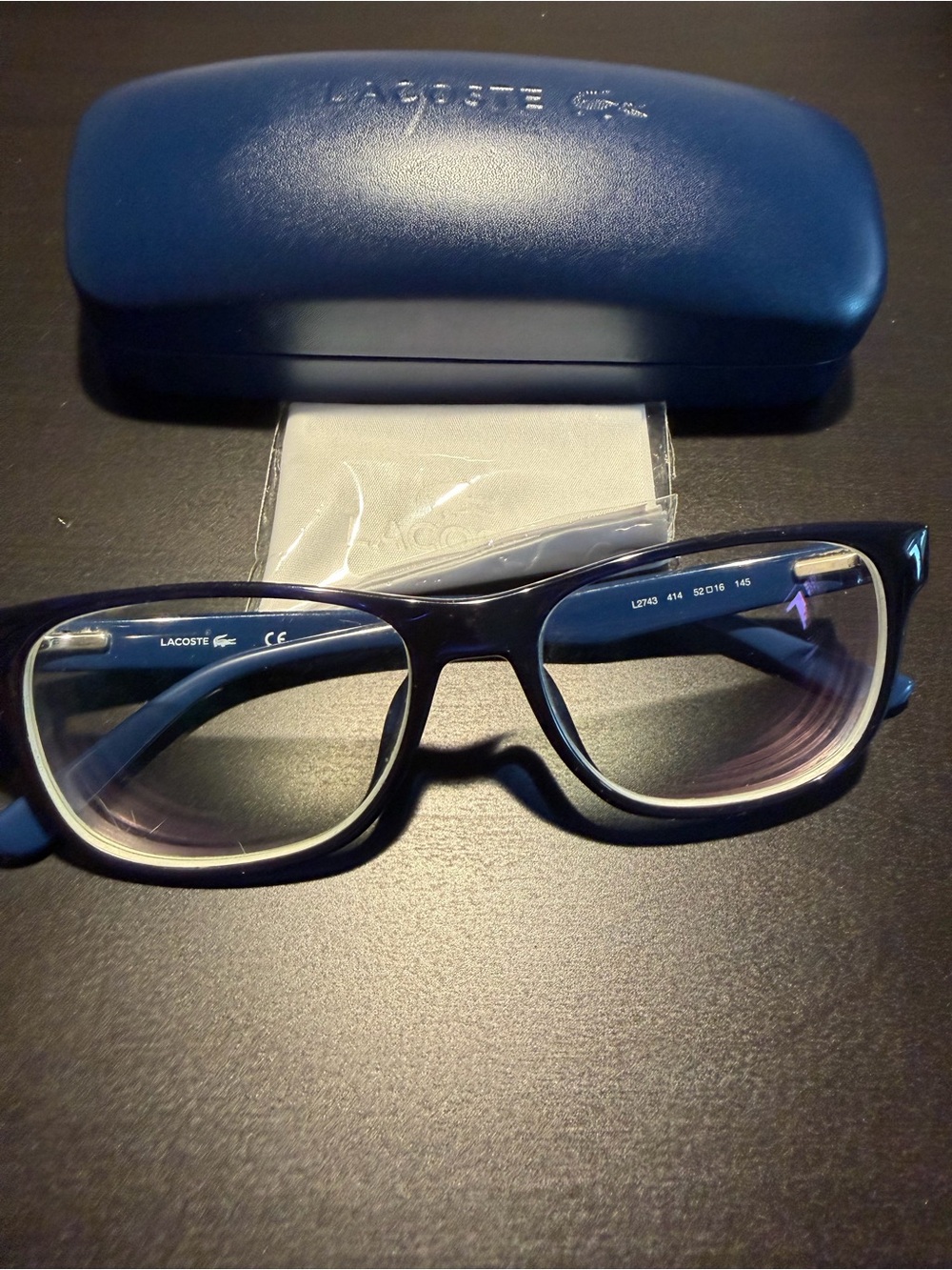 Lacoste Blue Rectangular Full-Rim Eyeglasses with Case